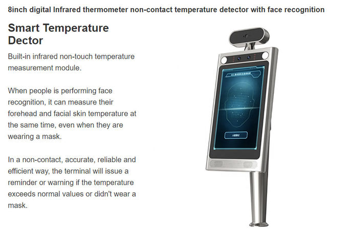 인체 온도 시험을 위한 똑똑한 얼굴 인식 적외선 온도계